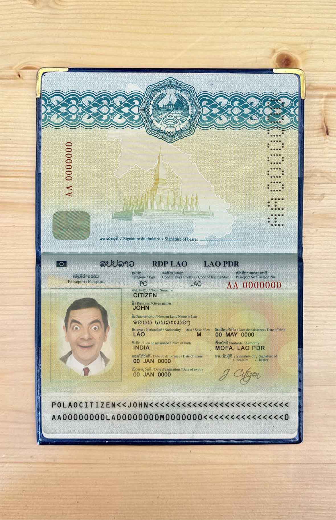 Laos passport photo look PSD template